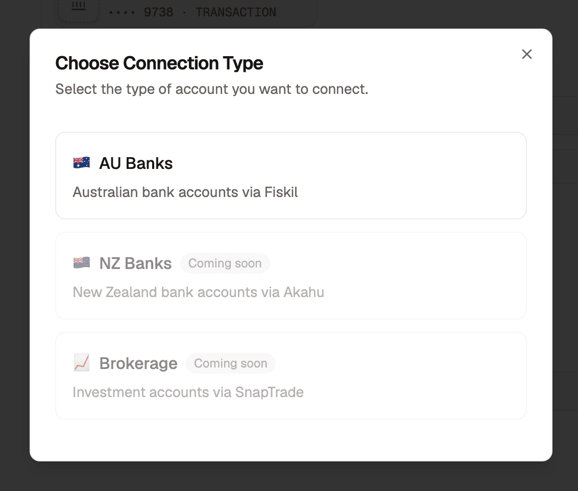 Choose Connection Type dialog