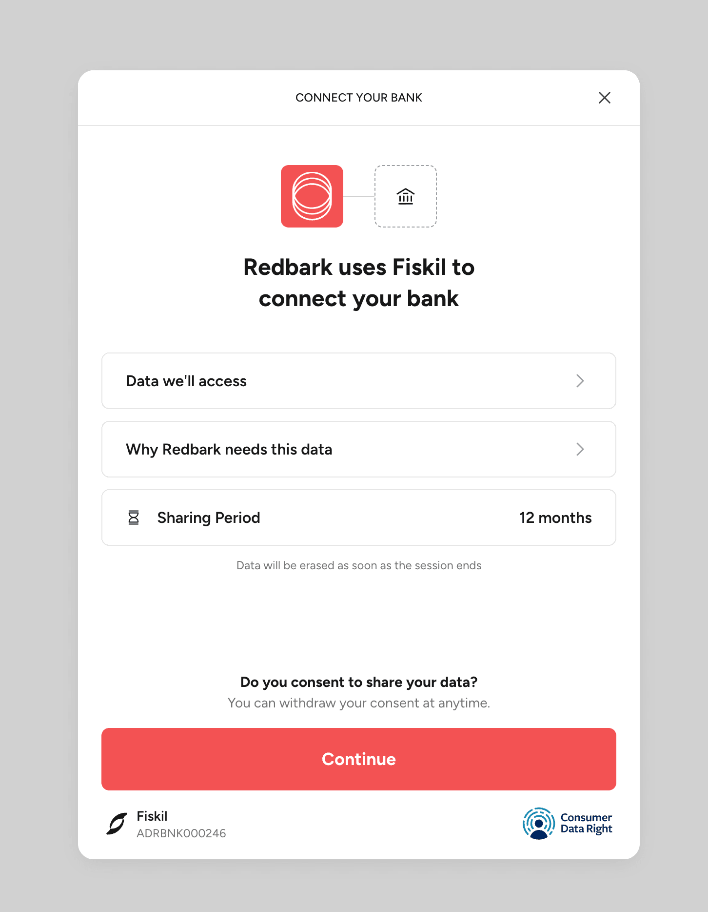 Fiskil CDR consent screen