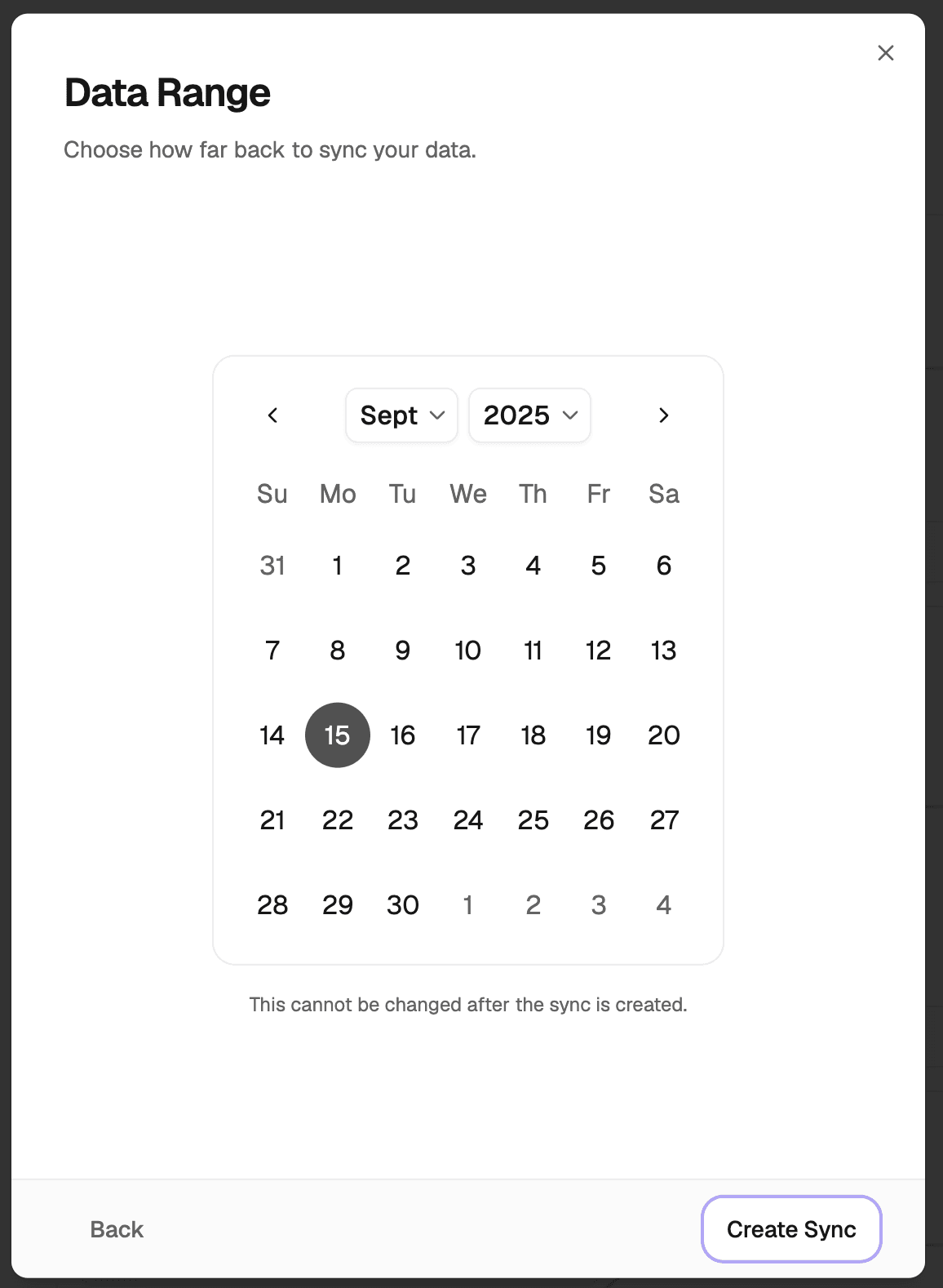 Choose how far back to sync